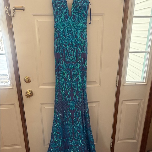 Ashley Lauren Dresses & Skirts - Teal Embellished Prom Dress